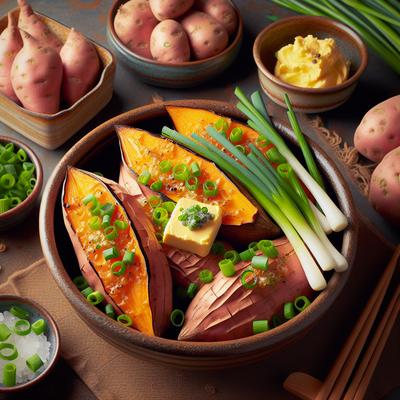 Image of Roasted Japanese Sweet Potatoes with Scallion Butter