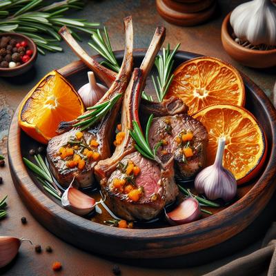 Image of Roasted Lamb Chops with Orange Garlic and Rosemary Pesto Rub