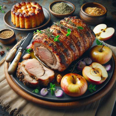 Image of Roasted Loin of Wild Boar with Apple Charlotte