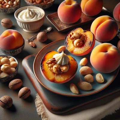 Image of Roasted Macadamia Filled Peaches with Mascarpone