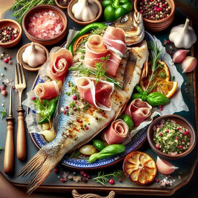 Image of Roasted Monkfish with Herbs and Prosciutto