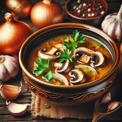 Image of Roasted Mushroom Onion and Garlic Soup