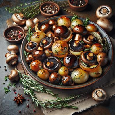 Image of Roasted Mushrooms and Pearl Onions