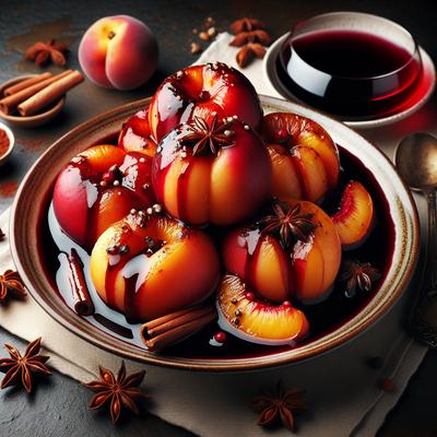 Image of Roasted Nectarines with Mulled Wine Sauce