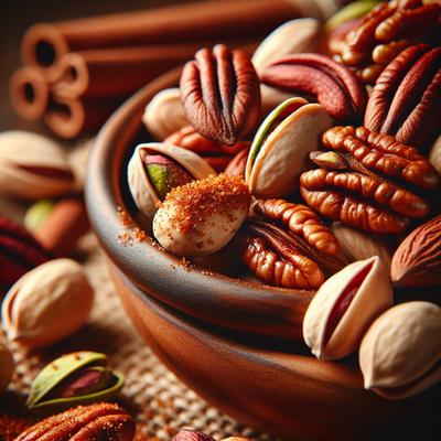 Image of Roasted Nuts with Mace and Cinnamon Pistachios or Pecans