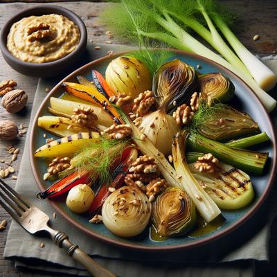 Image of Roasted or Grilled Vegetables with Fennel and Walnut Butter