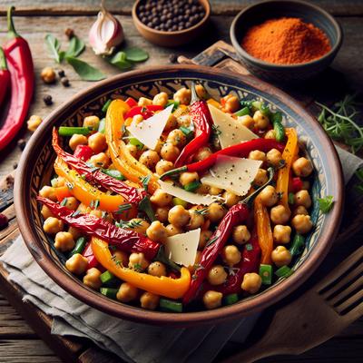 Image of Roasted Pepper Chickpea and Cheese Salad