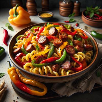 Image of Roasted Peppers and Sausage Pasta with Dijon Vinaigrette