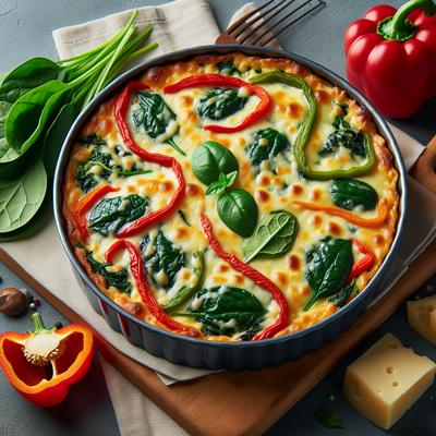 Image of Roasted Peppers Spinach and Three Cheese Casserole