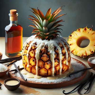 Image of Roasted Pineapple with Rum Vanilla Sauce and Coconut