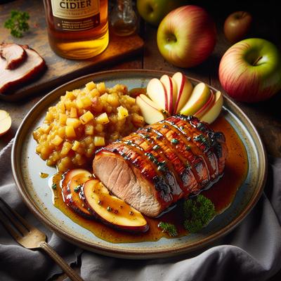 Image of Roasted Pork Loin with Cider and Chunky Applesauce