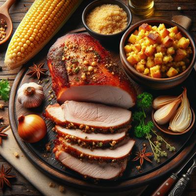Image of Roasted Pork Tenderloin with Cajun Cornbread Stuffing
