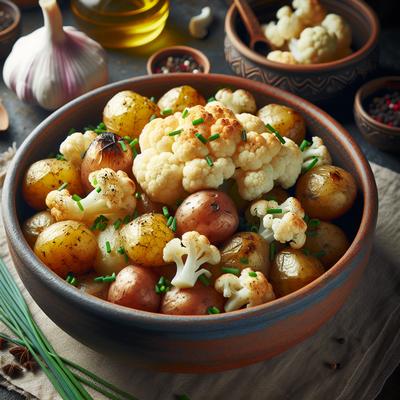 Image of Roasted Potatoes and Cauliflower with Chives