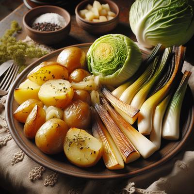 Image of Roasted Potatoes Leeks and Cabbage