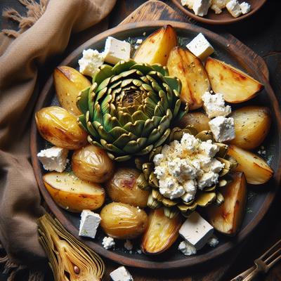 Image of Roasted Potatoes with Artichokes and Feta