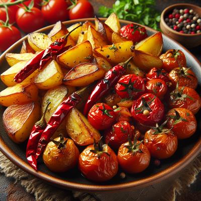 Image of Roasted Potatoes with Spicy Tomatoes