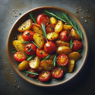 Image of Roasted Potatoes with Tomatoes Rosemary