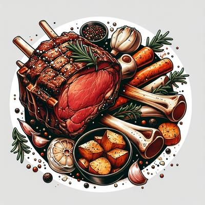 Image of Roasted Prime Rib Bones or Beef Short Ribs