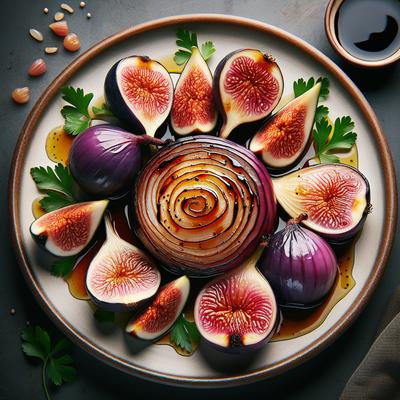 Image of Roasted Red Onions and Fresh Figs with Sherry Vinegar