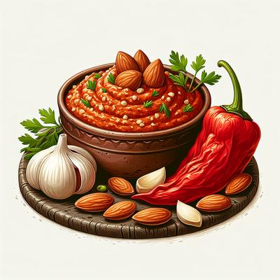 Image of Roasted Red Pepper Almond and Garlic Dip