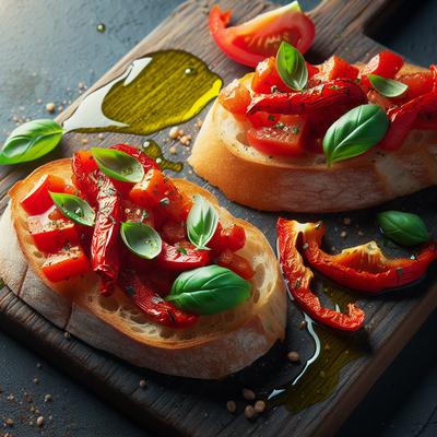 Image of Roasted Red Pepper and Tomato Bruschetta