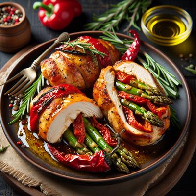 Image of Roasted Red Pepper Asparagus Stuffed Chicken Breasts
