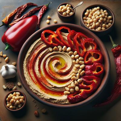 Image of Roasted Red Pepper Hummus with Pine Nuts