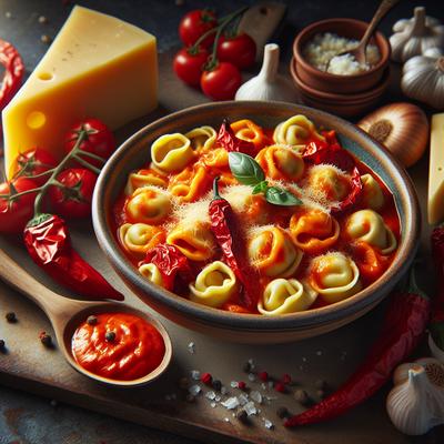 Image of Roasted Red Pepper Sauce with Cheese Tortellini