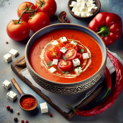 Image of Roasted Red Pepper Soup with Tomato Feta