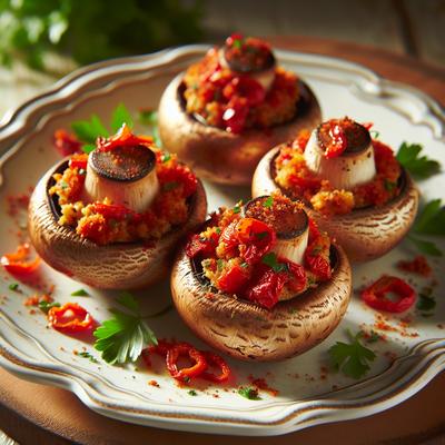 Image of Roasted Red Pepper Stuffed Mushrooms