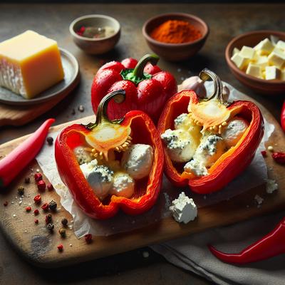 Image of Roasted Red Peppers Stuffed with Goat Cheese and Monterey Jack