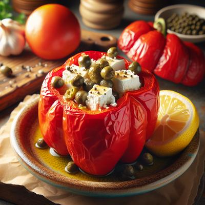 Image of Roasted Red Peppers with Feta Capers and Preserved Lemons