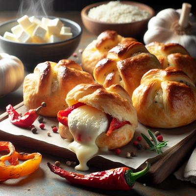 Image of Roasted Red Sweet Pepper Provolone and Ricotta Puffs
