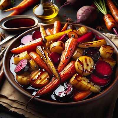 Image of Roasted Root Vegetables with Maple Balsamic Dressing