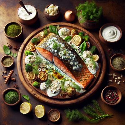 Image of Roasted Salmon with Herbed Yogurt