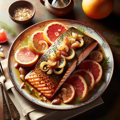 Image of Roasted Salmon with Shallot Grapefruit Sauce