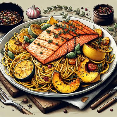 Image of Roasted Salmon with Spaghetti Squash