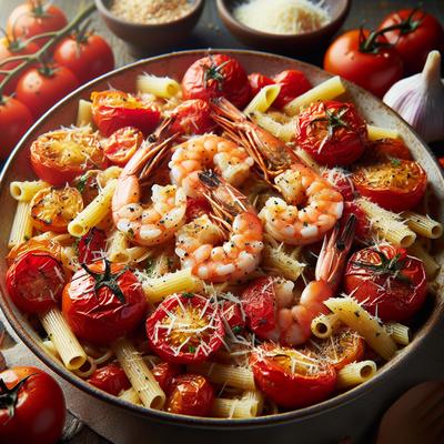 Image of Roasted Shrimp and Tomatoes with Roasted Garlic Parmesan Ragu