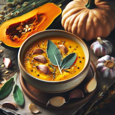 Image of Roasted Squash and Garlic Soup with Sage
