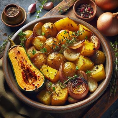 Image of Roasted Squash Potatoes Shallots Herbs