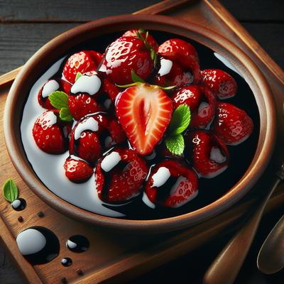 Image of Roasted Strawberries with Wine Balsamic Vinegar Sauce