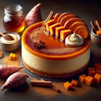 Image of Roasted Sweet Potato Cheesecake with Maple Cream