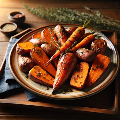 Image of Roasted Sweet Potatoes Potatoes and Carrots