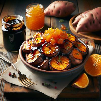 Image of Roasted Sweet Potatoes with Orange Marmalade and Balsamic Glaze