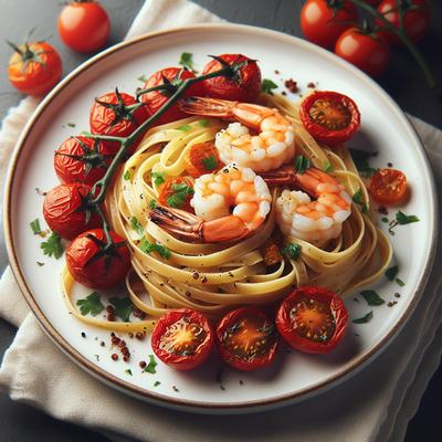 Image of Roasted Tomatoes with Shrimp Linguine