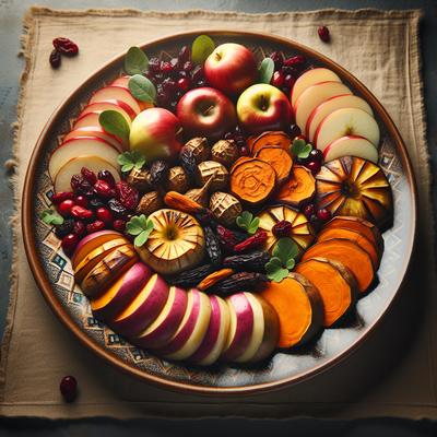 Image of Roasted Turnips Sweet Potatoes Apples and Dried Cranberries