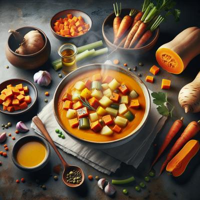 Image of Roasted Two Squash Parsnip Sweet Potato Celery Carrot Soup