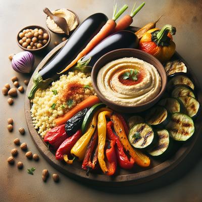 Image of Roasted Vegetable Couscous with Hummus
