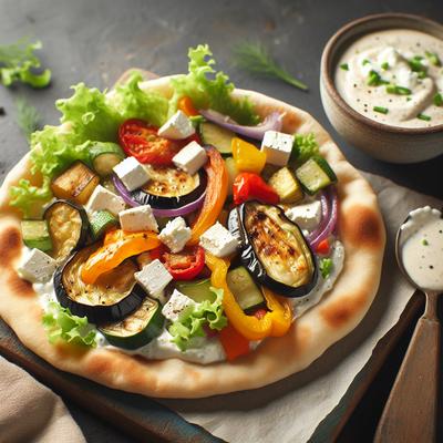 Image of Roasted Vegetable Pita with Creamy Feta Dressing