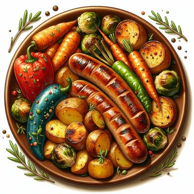 Image of Roasted Vegetables with Chicken Sausage